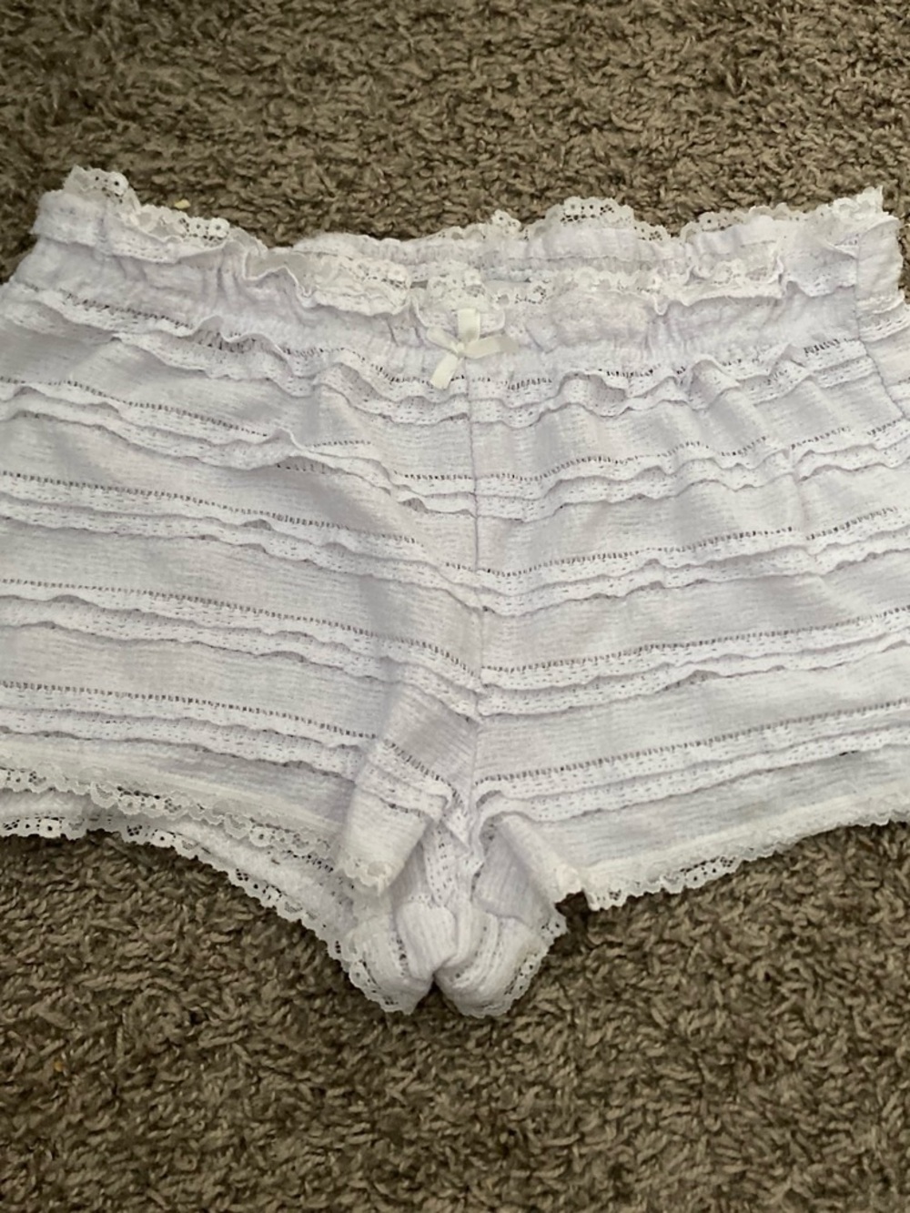 Women’s Lace-Trim White Sleep Shorts